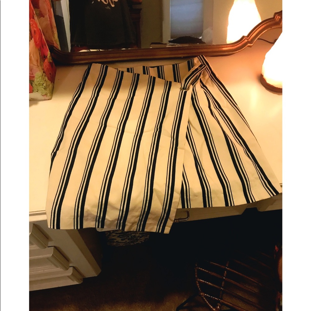 MANGO Striped Wrap Skirt, Sz L.